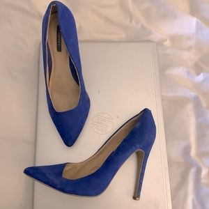 Blue suede heels